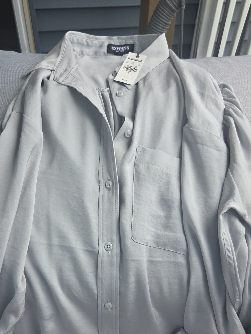 Express Boyfriend Shirt Women's Button Down Gray NWT